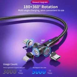 Multi Charging Cable 60W 3.3ft 6.6ft USB C to Lightning / micro / USB C 3 A Fast Charging Nylon Braided Durable Magnetic For Samsung Xiaomi Huawei Phone Accessory