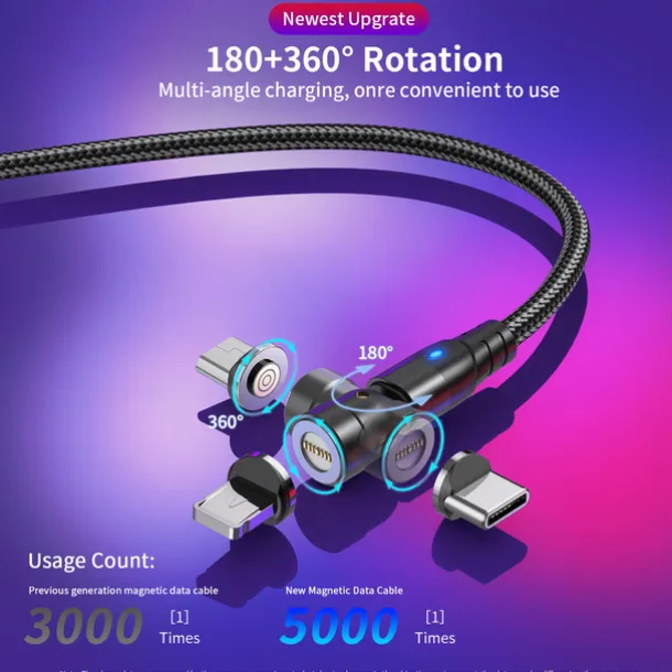 Multi Charging Cable 60W 3.3ft 6.6ft USB C to Lightning / micro / USB C 3 A Fast Charging Nylon Braided Durable Magnetic For Samsung Xiaomi Huawei Phone Accessory