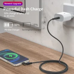 Multi Charging Cable 60W 3.3ft 6.6ft USB C to Lightning / micro / USB C 3 A Fast Charging Nylon Braided Durable Magnetic For Samsung Xiaomi Huawei Phone Accessory