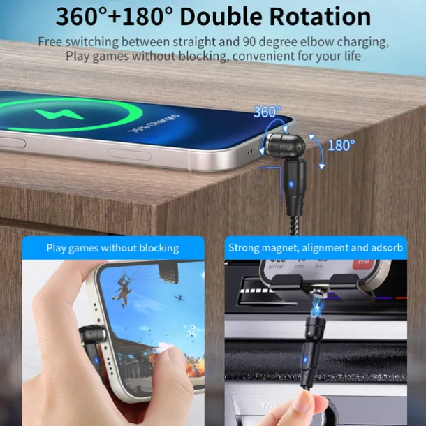 Multi Charging Cable 60W 3.3ft 6.6ft USB C to Lightning / micro / USB C 3 A Fast Charging Nylon Braided Durable Magnetic For Samsung Xiaomi Huawei Phone Accessory