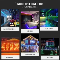 Multi Length LED RGB Strip Lights Dimmable Color Change Fairy Christmas 5050 60LED String Lights IP65 Waterproof Indoor Outdoor Rope Lights with Remote LED Strip Lighting 8x16mm AC220V