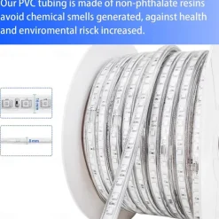 Multi Length LED RGB Strip Lights Dimmable Color Change Fairy Christmas 5050 60LED String Lights IP65 Waterproof Indoor Outdoor Rope Lights with Remote LED Strip Lighting 8x16mm AC220V