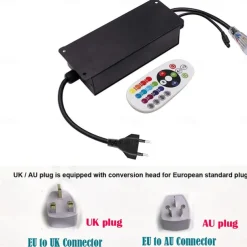 Multi Length LED RGB Strip Lights Dimmable Color Change Fairy Christmas 5050 60LED String Lights IP65 Waterproof Indoor Outdoor Rope Lights with Remote LED Strip Lighting 8x16mm AC220V