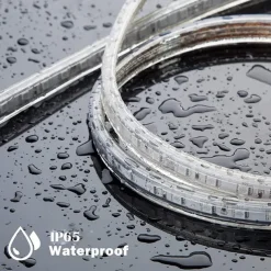 Multi Length LED RGB Strip Lights Dimmable Color Change Fairy Christmas 5050 60LED String Lights IP65 Waterproof Indoor Outdoor Rope Lights with Remote LED Strip Lighting 8x16mm AC220V