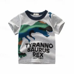 Multi Packs 4pcs Boys Crew Neck Short Sleeves White+Gray+Blue+Yellow T Shirt Tee Top Print Graphic Vacation Daily Wear 100% Cotton Spring & Summer