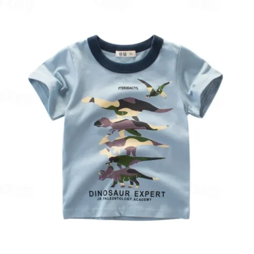Multi Packs 4pcs Boys Crew Neck Short Sleeves White+Gray+Blue+Yellow T Shirt Tee Top Print Graphic Vacation Daily Wear 100% Cotton Spring & Summer