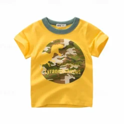 Multi Packs 4pcs Boys Crew Neck Short Sleeves White+Gray+Blue+Yellow T Shirt Tee Top Print Graphic Vacation Daily Wear 100% Cotton Spring & Summer