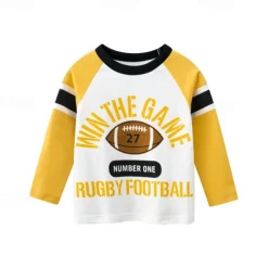 Multi Packs 2pcs Boys Crew Neck Long Sleeve Green+Yellow T Shirt Tee Top Print Graphic Vacation Daily Wear 100% Cotton Spring & Fall