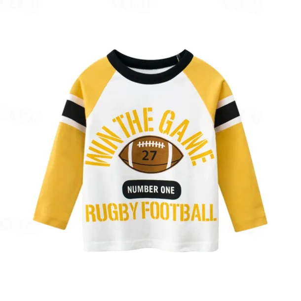 Multi Packs 2pcs Boys Crew Neck Long Sleeve Green+Yellow T Shirt Tee Top Print Graphic Vacation Daily Wear 100% Cotton Spring & Fall