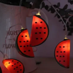 Multicolor String Lights, Summer Beach Flip Flop Themed Slipper String Lights, Battery Operated Summer Fruit String Lights - Watermelon & Pineapple Design Indoor Decoration Lights Perfect for Parties Patio and Garden Decor LED Festive String Lights