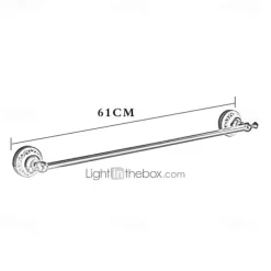 Multifunction Brushed Brass Towel holder Antique Brass and Ceramic Printing Bathroom Shelf Single Rod Wall Mounted Electroplated