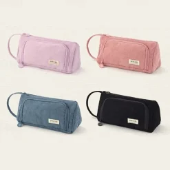 Multi-function Pencil Case Corduroy High Capacity Pencil Case for High School Students