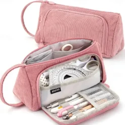 Multi-function Pencil Case Corduroy High Capacity Pencil Case for High School Students