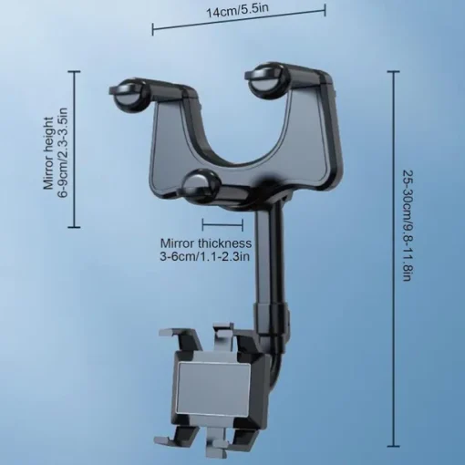 Multifunctional 360 Rotatable Car Rearview Mirror Phone Holder Mount Multifunctional Rearview Mirror Phone Holder Adjustable Universal Cell Phone Holder for Car Compatible All Smartphones