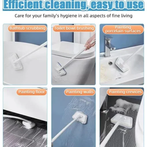 Multi-Functional Bathroom Wall Brush Long Handle Removable Household Floor Bathtub Brushes Ceramic Tile Sponge Cleaning Brush