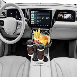 Multifunctional Car Cup Holder Attachable with 360 Degree Tray Swivel Adjustable Car Food Eating Tray Table for Cup Holders