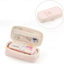 Multifunctional Cosmetic Bag Macaroon Big Capacity Double-layer Canvas Pencil Case Travel Storage Pouch School Supplies, Back to School Gift
