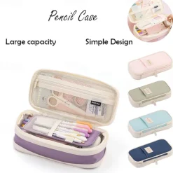 Multifunctional Cosmetic Bag Macaroon Big Capacity Double-layer Canvas Pencil Case Travel Storage Pouch School Supplies, Back to School Gift
