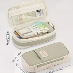 Multifunctional Cosmetic Bag Macaroon Big Capacity Double-layer Canvas Pencil Case Travel Storage Pouch School Supplies, Back to School Gift