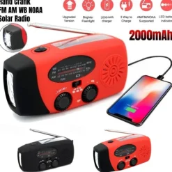 Multifunctional Hand Radio Solar Crank Dynamo Powered AM/FM/NOAA Weather Radio Use Emergency LED Flashlight and Power Bank