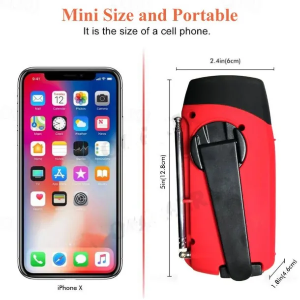 Multifunctional Hand Radio Solar Crank Dynamo Powered AM/FM/NOAA Weather Radio Use Emergency LED Flashlight and Power Bank