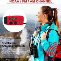 Multifunctional Hand Radio Solar Crank Dynamo Powered AM/FM/NOAA Weather Radio Use Emergency LED Flashlight and Power Bank