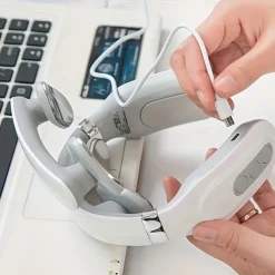 Multifunctional Hot Compress Pulse Kneading Neck MassagerSmart Wireless U-Shaped TENS EMS Pulse Heated Cervical Massager Deep Tissue Pain Relieve Fatigue 4 Massage Heads Neck Massager