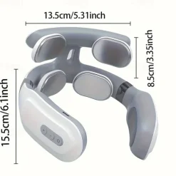 Multifunctional Hot Compress Pulse Kneading Neck MassagerSmart Wireless U-Shaped TENS EMS Pulse Heated Cervical Massager Deep Tissue Pain Relieve Fatigue 4 Massage Heads Neck Massager