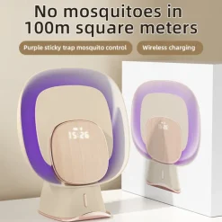 Multifunctional Mosquito Trap Lamp – Anti-Mosquito Device with Clock and Purple Light, Wireless Powered by Mobile Phone