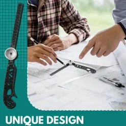 Multi-Functional 4pcs Black Magnetic Drawing Compass Set - Engineering & Drafting Rulers for Office Use