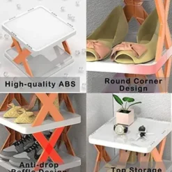 Multilayer Tier Narrow Shoe Rack, Small Vertical Shoe Stand, Space Saving DIY Free Standing Shoes Storage Organizer for Entryway, Closet, Hallway, Easy Assembly and Stable in Structure