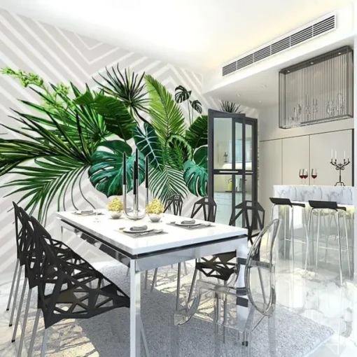 Mural Wallpaper Wall Sticker Covering Print Tropical Palm Leaf Canvas Home Décor Adhesive Required / Peel and Stick Removable