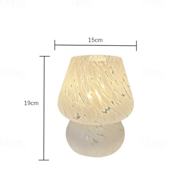 Mushroom Lamp Vintage Table Lamp Glass Bedside Lamp with Cable Dimmable Table Lamp with 3 Colour Light Bulb Retro Desk Lamp Mushroom Night Light LED Mini Lamp for Office Bars Living Room Bedroom
