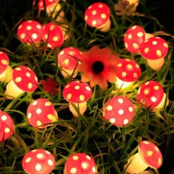 Mushroom Rattan Fairy String lights Battery Powered Garland Lights 3M-20LEDs Holiday Wedding Party Garden Indoor Outdoor Decoration