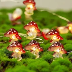 Mushroom String Light 3m 30LED with Remote Control 8 Modes Battery Powered Fairy Lights Decorfor Home Garden Terrace Christmas Wedding Party Indoor Outdoor Patio Fence Decoration Lights