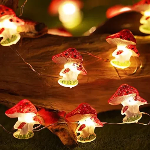 Mushroom String Light 3m 30LED with Remote Control 8 Modes Battery Powered Fairy Lights Decorfor Home Garden Terrace Christmas Wedding Party Indoor Outdoor Patio Fence Decoration Lights
