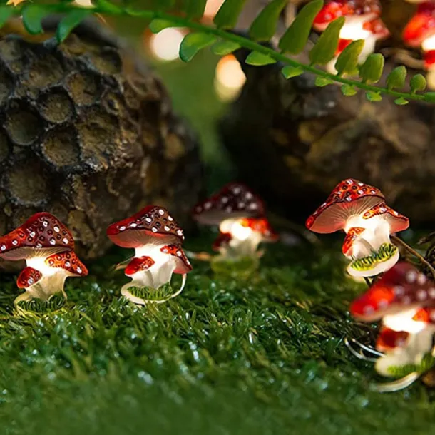 Mushroom String Light 3m 30LED with Remote Control 8 Modes Battery Powered Fairy Lights Decorfor Home Garden Terrace Christmas Wedding Party Indoor Outdoor Patio Fence Decoration Lights