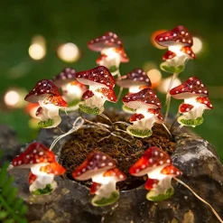 Mushroom String Light 3m 30LED with Remote Control 8 Modes Battery Powered Fairy Lights Decorfor Home Garden Terrace Christmas Wedding Party Indoor Outdoor Patio Fence Decoration Lights