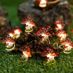 Mushroom String Light 3m 30LED with Remote Control 8 Modes Battery Powered Fairy Lights Decorfor Home Garden Terrace Christmas Wedding Party Indoor Outdoor Patio Fence Decoration Lights