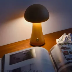 Mushroom Table Lamp Bedroom Bedside Sleep Night Light Solid Wood Dimmable Atmosphere Light