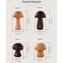 Mushroom Table Lamp Bedroom Bedside Sleep Night Light Solid Wood Dimmable Atmosphere Light