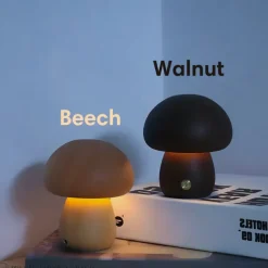 Mushroom Table Lamp Bedroom Bedside Sleep Night Light Solid Wood Dimmable Atmosphere Light