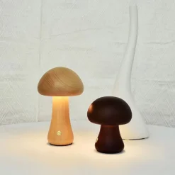 Mushroom Table Lamp Bedroom Bedside Sleep Night Light Solid Wood Dimmable Atmosphere Light