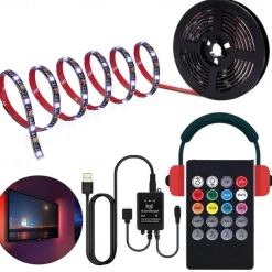 Music Control LED Light Strip 1M 2M 3M 4M 5M 5050 RGB SMD 30 LEDs Per Meters Tiktok LED Strip Lights with IR 24 Key Controller USB Port DC5V