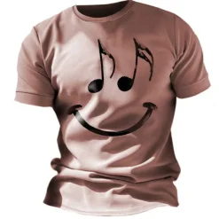 Music Festival Men's Graphic Funny Smile Face T Shirt Short Sleeve T shirt 3D Print Crew Neck Shirt Vintage Fashion Designer Outdoor Daily Sports Blue Red Green Spring & Summer Clothing Apparel S M L