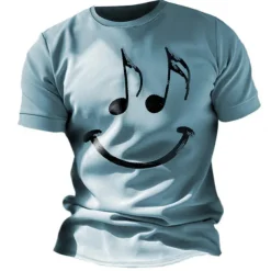 Music Festival Men's Graphic Funny Smile Face T Shirt Short Sleeve T shirt 3D Print Crew Neck Shirt Vintage Fashion Designer Outdoor Daily Sports Blue Red Green Spring & Summer Clothing Apparel S M L