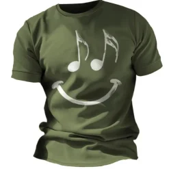 Music Festival Men's Graphic Funny Smile Face T Shirt Short Sleeve T shirt 3D Print Crew Neck Shirt Vintage Fashion Designer Outdoor Daily Sports Blue Red Green Spring & Summer Clothing Apparel S M L