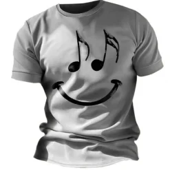 Music Festival Men's Graphic Funny Smile Face T Shirt Short Sleeve T shirt 3D Print Crew Neck Shirt Vintage Fashion Designer Outdoor Daily Sports Blue Red Green Spring & Summer Clothing Apparel S M L