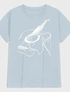 Music Festival Men's Guitar Shirt T Shirt Cotton Short Sleeve Graphic Shirt Dark Grey Heather Gray Black Comfortable Tee Casual Holiday Fashion Designer Clothing