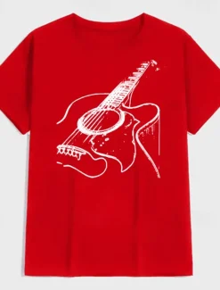 Music Festival Men's Guitar Shirt T Shirt Cotton Short Sleeve Graphic Shirt Dark Grey Heather Gray Black Comfortable Tee Casual Holiday Fashion Designer Clothing